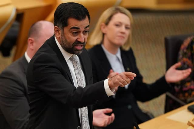 Humza Yousaf makes a point during First Minster's Questions in Holyrood on Thursday (Picture: Andrew Milligan/PA)