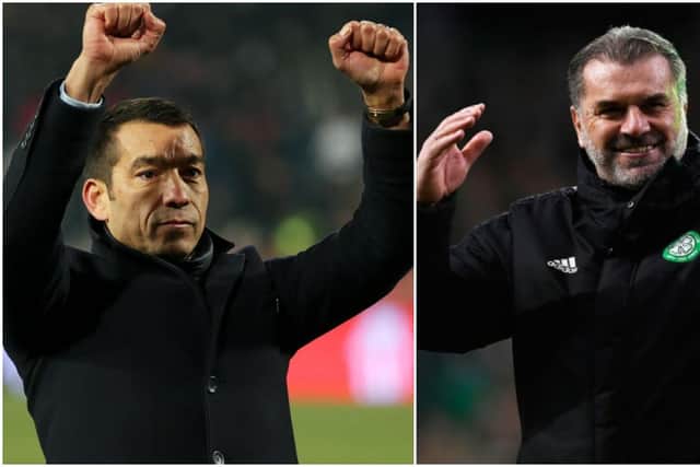 Giovanni van Bronckhorst will go up against Ange Postecoglou for a second time this season. (Pictures: Getty Images/ SNS)