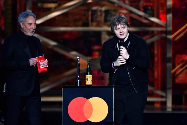 The musician was presenting the Best British Album award to Dua Lipa at the O2 Arena (Photo by Gareth Cattermole/Getty Images)