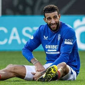 Rangers defender Connor Goldson goes down injured during the win at Motherwell on Christmas Eve.  (Photo by Craig Foy / SNS Group)