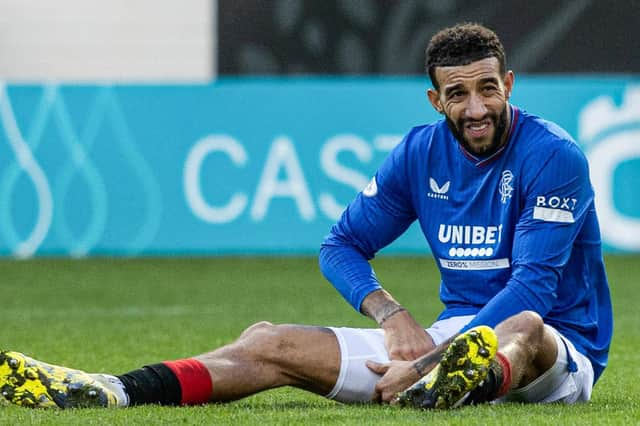 Rangers defender Connor Goldson goes down injured during the win at Motherwell on Christmas Eve.  (Photo by Craig Foy / SNS Group)