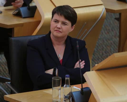 Ruth Davidson, the reappointed leader of the Scottish Tories, during First Minister's Questions at the Scottish Parliament at Holyrood in Edinburgh.