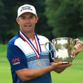 Padraig Harrington poses with the trophy after winning the US Senior Open at Saucon Valley Country Club in Bethlehem, Pennsylvania. Picture: Sam Greenwood/Getty Images.