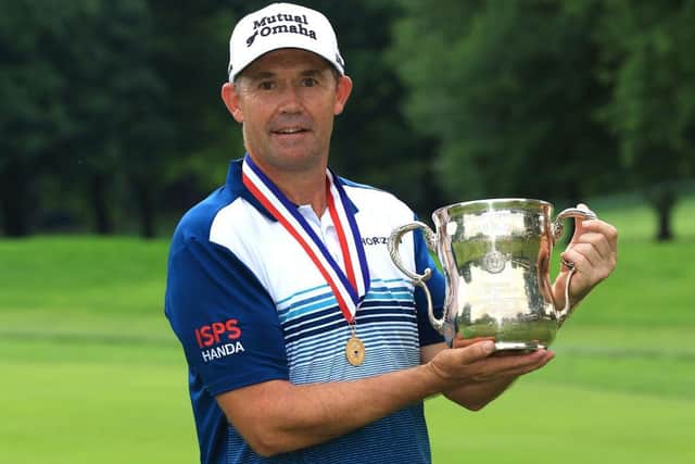 Padraig Harrington poses with the trophy after winning the US Senior Open at Saucon Valley Country Club in Bethlehem, Pennsylvania. Picture: Sam Greenwood/Getty Images.