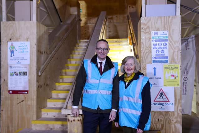 MP John Lamont, under secretary of state for Scotland and Fiona Gibson, chief executive at Capital Theatres, at Edinburgh's King's Theatre.