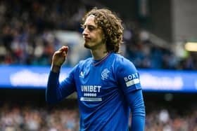 Rangers' Fabio Silva celebrates after scoring to make it 1-1 against Kilmarnock.