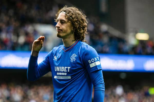 Rangers' Fabio Silva celebrates after scoring to make it 1-1 against Kilmarnock.