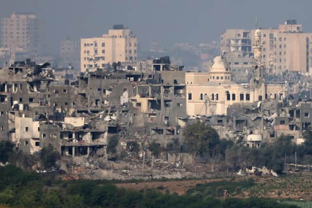 Damaged buildings in the northern Gaza Strip, taken from Sderot in southern Israel. Image: Jack Guez/Getty Images.