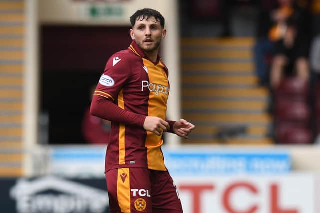 Matt Penney in action for Motherwell during the 3-0 defeat to Hearts. (Photo by Ross MacDonald / SNS Group)