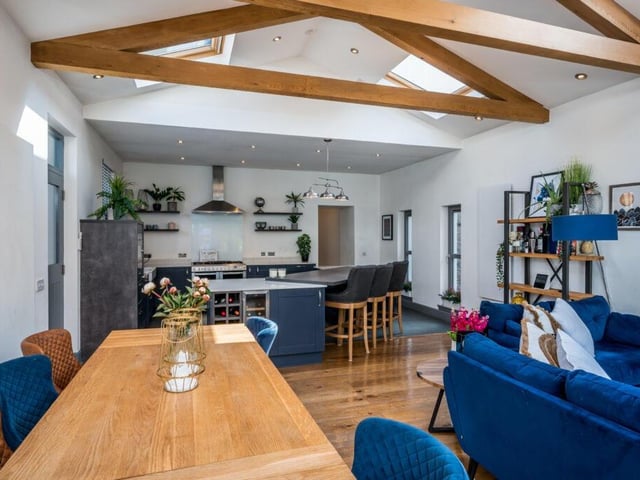 Kitchen and family room.