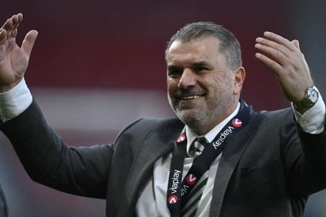 Celtic manager Ange Postecoglou celebrates the win.