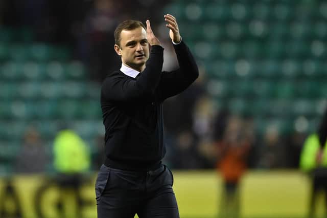 Hibs manager Shaun Maloney at full-time after the 0-0 draw with Hearts at Easter Road. (Photo by Paul Devlin / SNS Group)