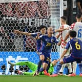 Celtic's Daizen Maeda celebrates after scoring for Japan in their World Cup last 16 tie against Croatia at Al Janoub Stadium, Qatar. (Photo by Dan Mullan/Getty Images)