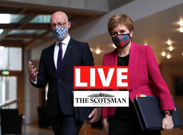 Nicola Sturgeon addresses the Scottish Parliament.