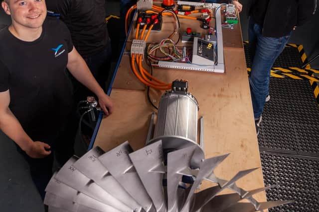 Mako Aerospace team members, from left, propulsion intern Sam Evans, chief executive Kieran Duncan, electric propulsion engineer Ahmed Hebala, chief operations officer Pia Saelen and electric propulsion engineer Oliver Simpson