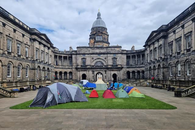 Old College protest camp at Edinburgh University.