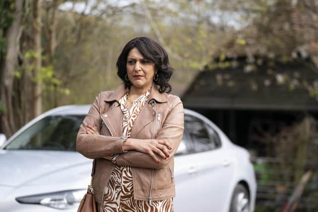 Meera Syal as Gaia in the second series of the BBC dark comedy-drama Back To Life, 2021 Pic.:BBC/Two Brothers Pictures/Luke Varley