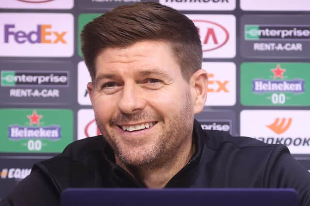 Rangers' head coach Steven Gerrard (Photo by VIRGINIE LEFOUR/BELGA MAG/AFP via Getty Images)