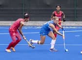 Scotland captain Sarah Robertson in action during a Commonwealth Games warm-up match against India. Jeff Holmes / JSHPIX
