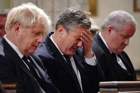 The then Prime Minister Boris Johnson, Labour party leader Sir Keir Starmer and SNP Westminster leader Ian Blackford attend a service to honour Sir David Amess at St Margaret's church in London last year (Picture: Jonathan Brady/WPA pool/Getty Images)