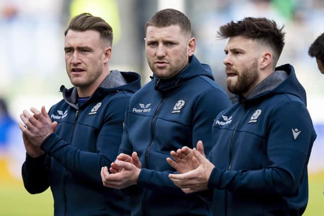 Scotland’s Stuart Hogg, Finn Russell and Ali Price were among the six who reportedly breached team protocols. (Photo by Ross MacDonald / SNS Group)