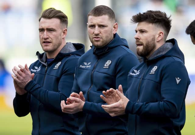 Scotland’s Stuart Hogg, Finn Russell and Ali Price were among the six who reportedly breached team protocols. (Photo by Ross MacDonald / SNS Group)