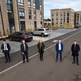 Councillor Josh Wilson, Chair of Housing and Technical Resources, South Lanarkshire Council; Craig Whyte, JR Group, Commercial Director; Hazel Robertson, Link Group, Development Manager; Derek Smith, Swan Group, Land & Development Director; Phil McGinlay, Swan Group, Managing Director; Martin McFarlane, MAST Architects. Picture Robert Perry