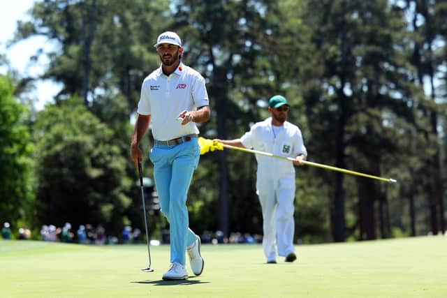 Max Homa reacts on the eighth green during the second round at Augusta National Golf Club. Picture: Andrew Redington/Getty Images.
