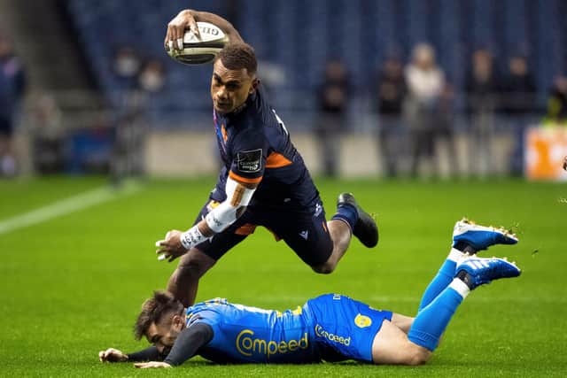 Edinburgh's  Eroni Sau in action against the Dragons last season. Picture: Gary Hutchison / SNS