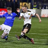 Scott Tiffoney scores to make it 1-0 Partick Thistle.  (Photo by Rob Casey / SNS Group)