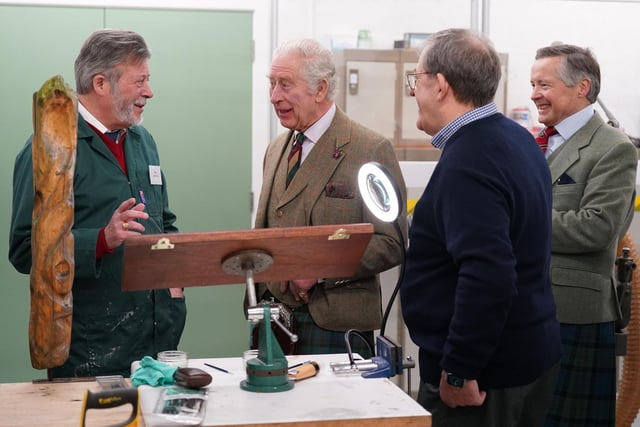 King Charles III visits the Community Shed in Aboyne.