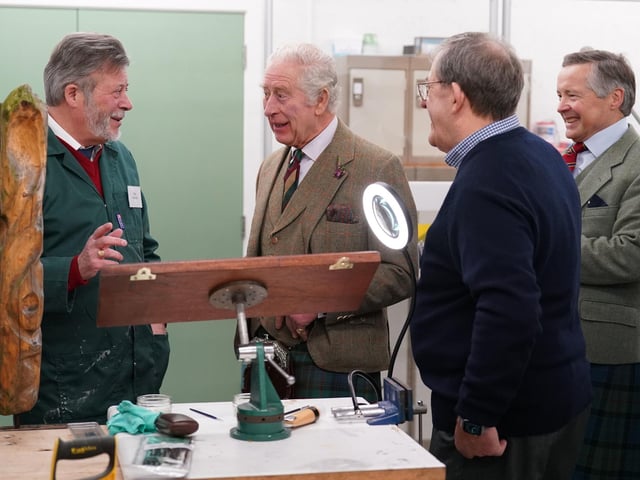 King Charles III visits the Community Shed in Aboyne.