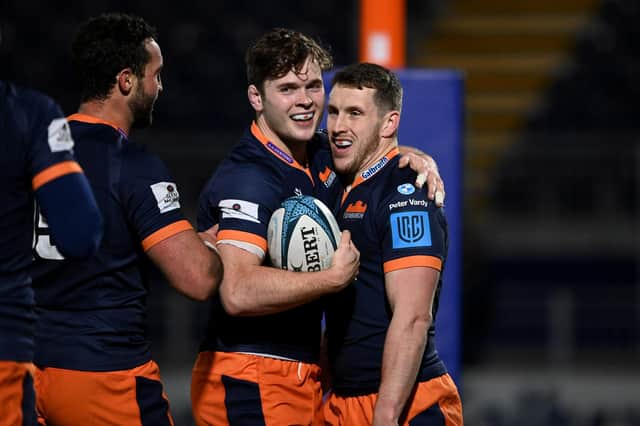 Edinburgh's Mark Bennett (right) was delighted with the win over the Sharks.