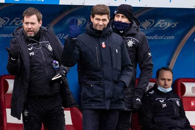 Rangers manager Steven Gerrard during what was a frustrating afternoon for the Premiership leaders at Hamilton. (Photo by Alan Harvey / SNS Group)