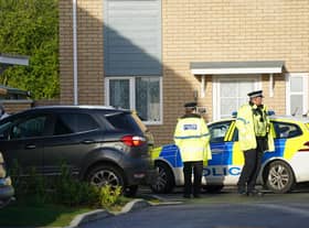 Police at the scene in Meridian Close, Bluntisham, Cambridgeshire, where police found the body of a 32-year-old man with a gunshot wound on Wednesday evening. They were later called to a second property in Ely, Cambridgeshire, where they found the body of a 57-year-old man who had also died from gunshot wounds. The deaths of both men are being treated as murder and three men have been arrested by Cambridgeshire Police. Picture date: Thursday March 30, 2023.