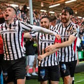 Dunfermline's Kevin O'Hara celebrates his second goal after an important 2-0 win over Raith.