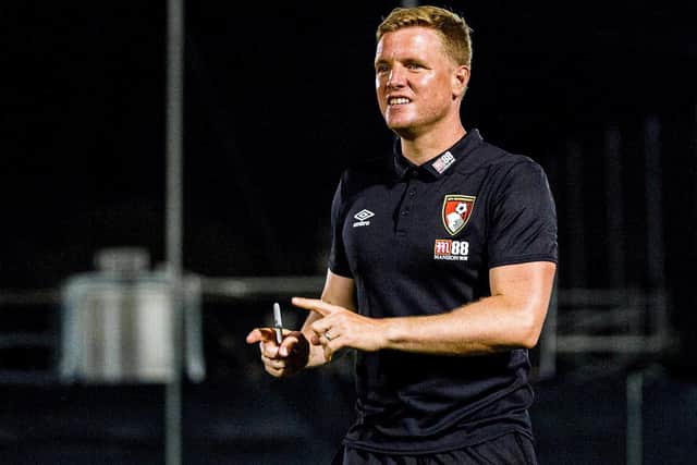 Eddie Howe will be straight into the thick of it should be he take charge of Celtic this week.  (Photo by Ross MacDonald / SNS Group)