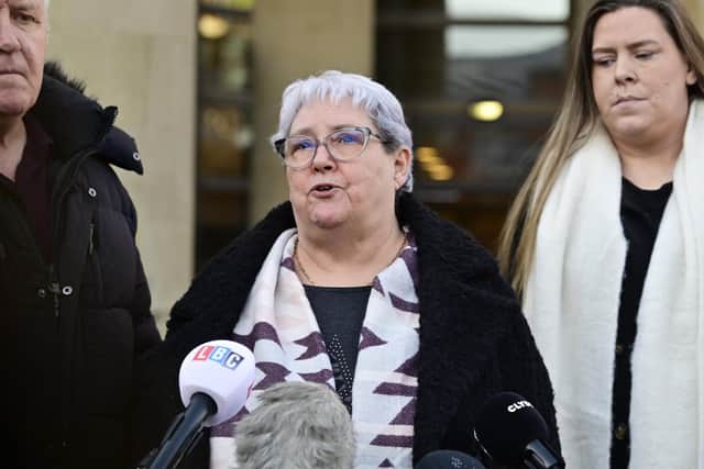 Margaret McKeich, mother of Caroline Glachan speaks outside court after the sentencing of Robert O'Brien and Andrew Kelly.