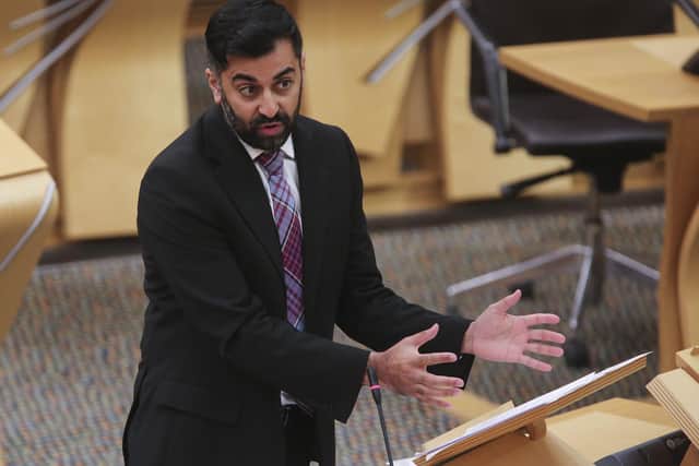 Health Secretary, Humza Yousaf speaking in the Scottish Parliament in Holyrood, Edinburgh. Picture date: Tuesday October 5, 2021.