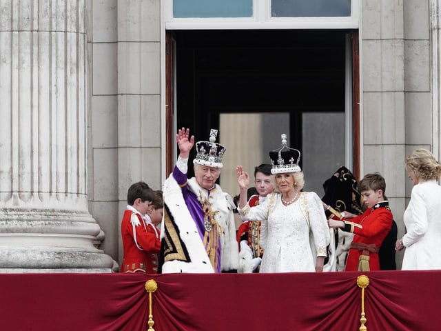 King Charles III and Queen Camilla on the balcony of Buckingham Palace