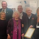 Norman was presented with his Pride of Buchan award by current Buchan Area Committee chair Cllr Dianne Beagrie watched by local councillors and members of Longside Community Council.