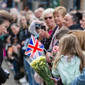 Princess Royal, Anne, speaks to the crowd as she visits Glasgow City Chambers, on September 15, 2022, in Glasgow. Picture: Ewan Bootman/SNS Group