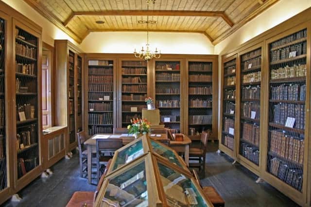 Inside the Leighton Library. It was formed around the collection of the 17th Century collection of the Bishop of Dunblane, Robert Leighton, with titles including original copies of Thomas Paine's Rights of Man, Adam Smith's Wealth of Nations and Robert Burns' Edinburgh edition,later added. PIC: SWNS.