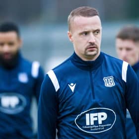 Dundee's Leigh Griffiths during the Scottish Cup 4th round match between Dumbarton and Dundee on January 22, 2022, his penultimate match for the club.  (Photo by Euan Cherry / SNS Group)