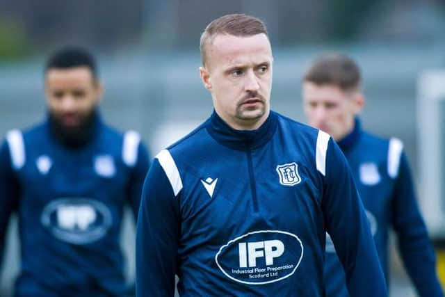 Dundee's Leigh Griffiths during the Scottish Cup 4th round match between Dumbarton and Dundee on January 22, 2022, his penultimate match for the club.  (Photo by Euan Cherry / SNS Group)