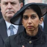 Home Secretary Suella Braverman during the Remembrance Sunday service at the Cenotaph, in Whitehall, London. Picture date: Sunday November 12, 2023. PA Photo. See PA story MEMORIAL Remembrance. Photo credit should read: Jonathan Brady/PA Wire