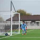 The ball is clearly out of play before bouncing back onto the field and converted by Blair Henderson for the opening goal. (Picture: Mark Brown / Spartans FC)