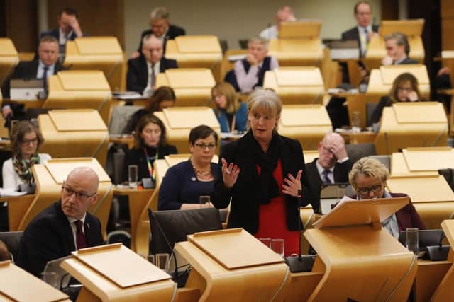 Social justice secretary Shona Robison addresses MSPs during the Gender Recognition Reform (Scotland) Bill debate last month. Picture: Andrew Cowan/pool/Getty Images