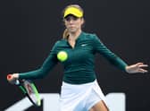 Britain's Katie Boulter plays a forehand in her win over Coco Gauff at the WTA 500 Gippsland Trophy tournament at Melbourne Park. Picture: Jack Thomas/Getty Images