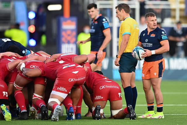 Edinburgh scrum-half Ben Vellacott, right, produced a player of the match performance. Picture: Paul Devlin/SNS